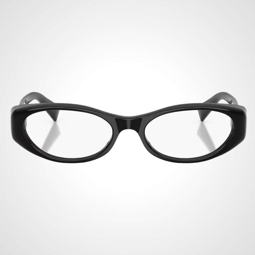 New MIU MIU Eyeglasses Black Oval Glasses 55-18mm Full Rim Rx-able - Picture 2 of 6